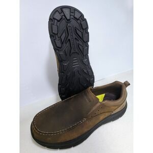 Skechers Loafers Slip On Mens 12 Brown Memory Foam Air Cooled Leather Relax Fit